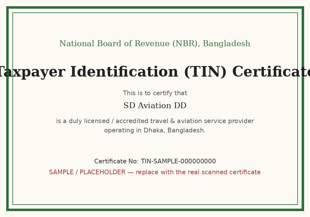 Taxpayer Identification Number (TIN) Certificate